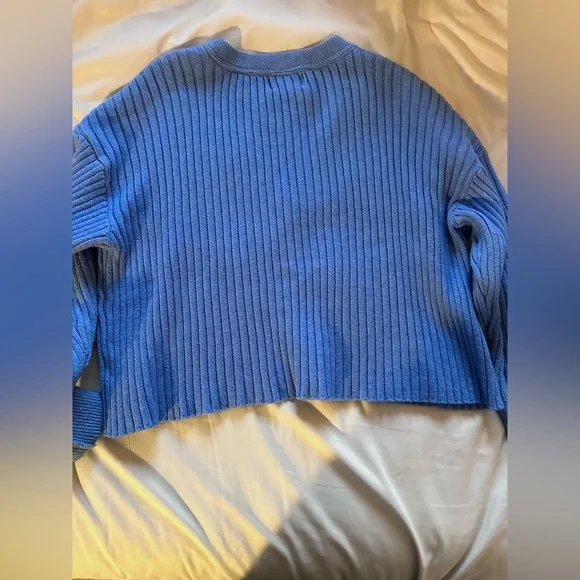 Anthropologie Blue Ribbed Sweater Set - Picture 2 of 6